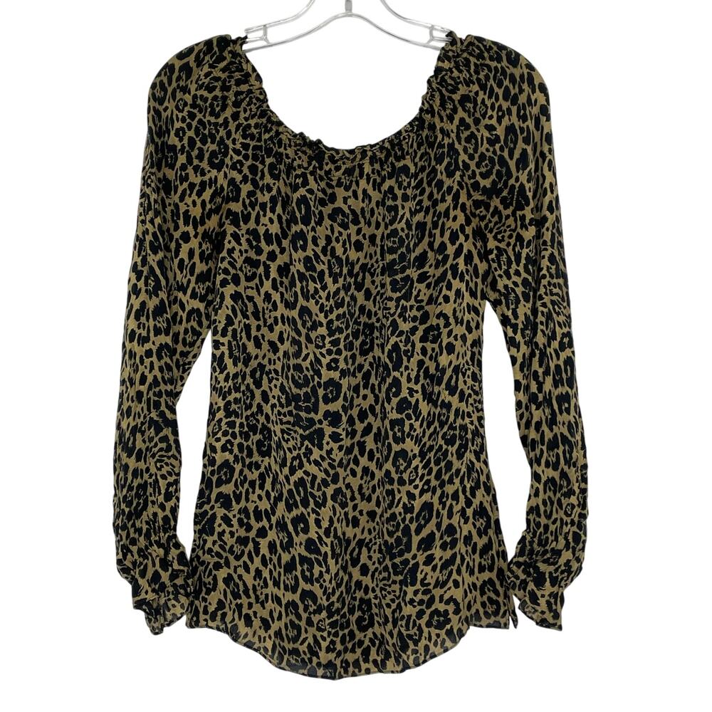 Express cheetah leopard print sheer blouse size 5/6 100% silk *pull